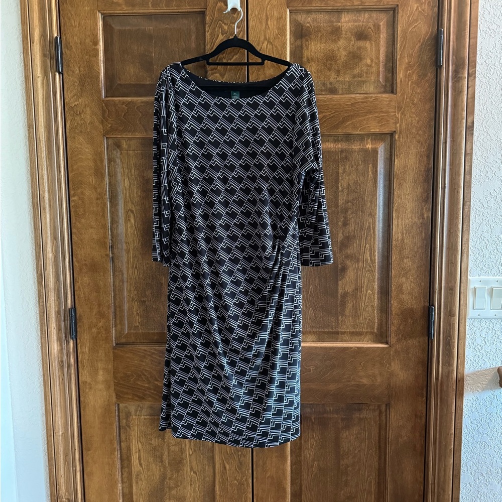 Lauren Ralph Lauren Black with White Pattern Dress - Women's Size 16